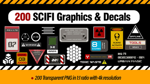 " 200 SCIFI Graphics & Decals "