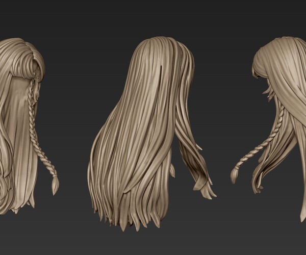 ArtStation - 3d Printable Stylized Hair 09 | Resources