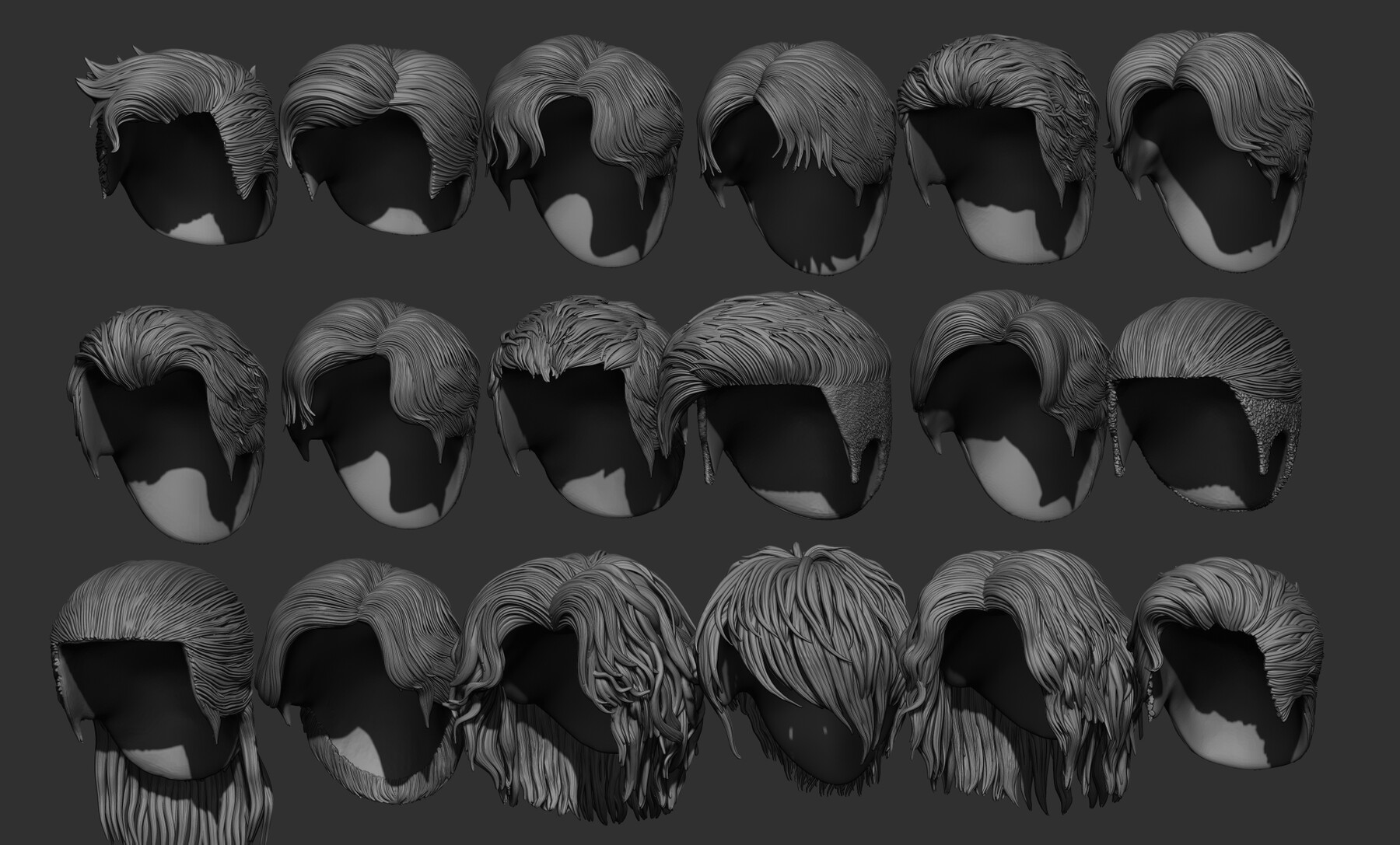 ArtStation 18 Male hair models ZTL OBJ STL FBX Resources