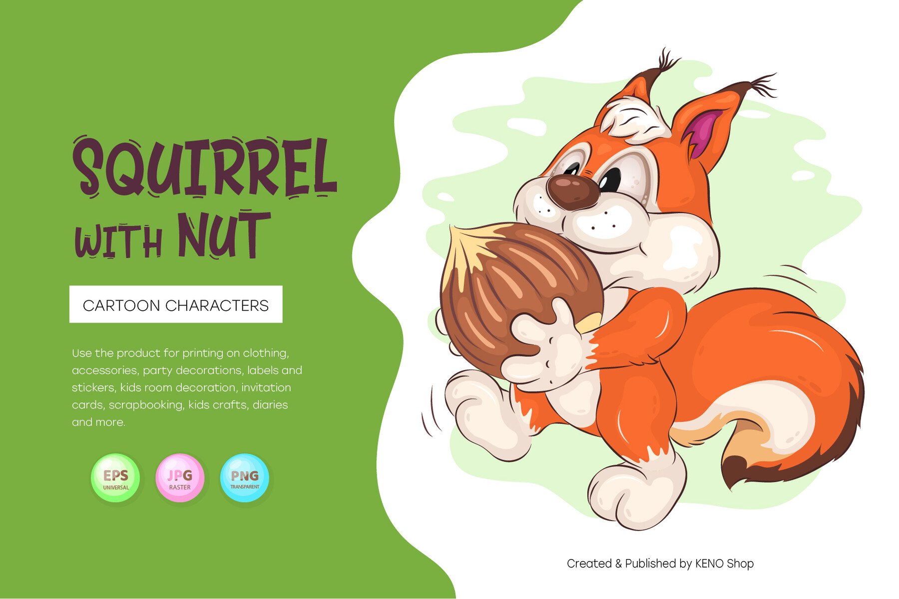 ArtStation Cartoon Squirrel with Nut. Sublimation Shirt. Artworks