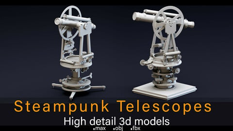 Steampunk Telescopes- High detail 3d models