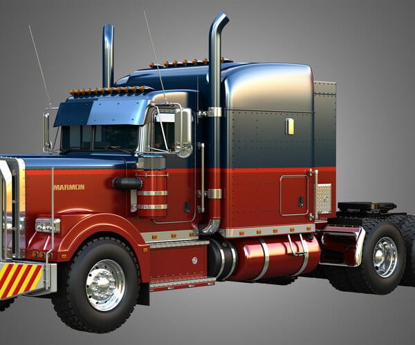 ArtStation - 57P Semi Truck - Ultra Cab Sleeper Truck - Tri Axle ...