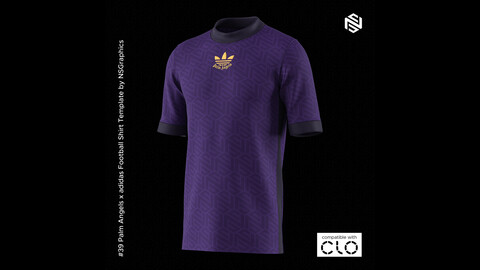 Palm Angels x adidas Football Shirt for CLO3D & Marvelous Designer