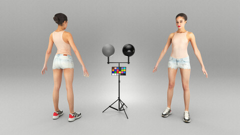 Pretty woman in short shorts ready for animation 344