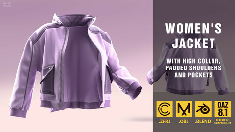 Women's jacket. Marvelous Designer/Clo3D project file + OBJ + Blend