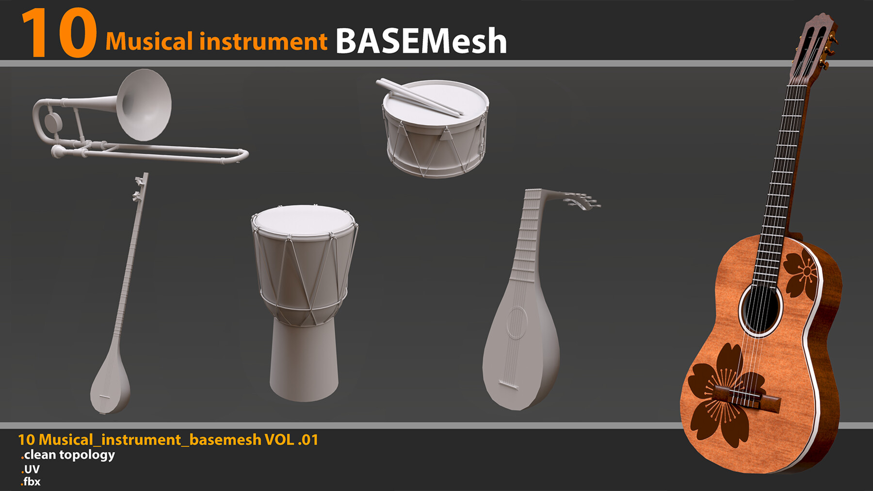 ArtStation basemesh Musical instrument Game Assets