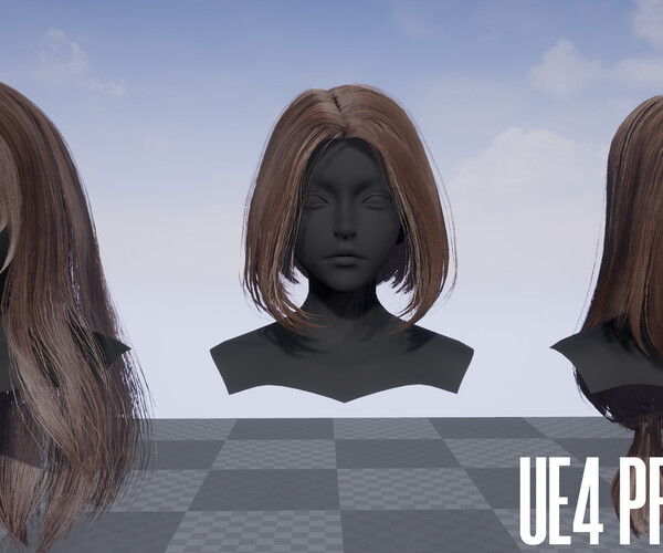 ArtStation - Female hair 4 color low poly