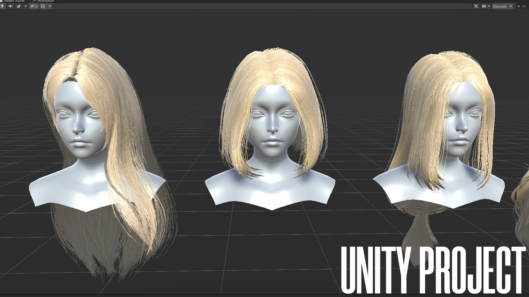 ArtStation - Female hair 4 colors low poly