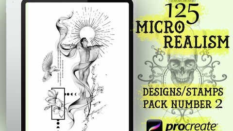 125 Abstract Microrealism tattoo stencil pack | Procreate stamps | Procreate brush | Procreate stencil | Procreate bundle | Procreate flash
