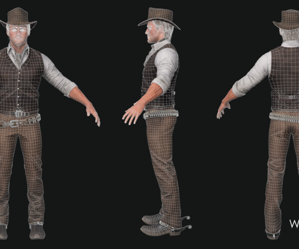 ArtStation - Cowboy - Game-Ready Low-poly 3D character | Game Assets