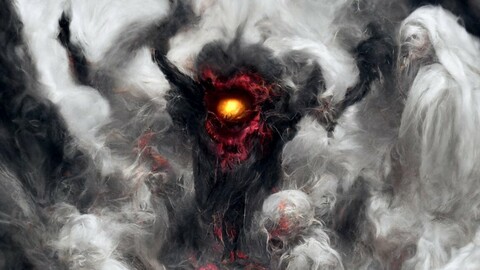 A demon raising Evil Spirits