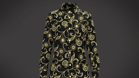 Ladies Long Sleeve Gold Print Shirt