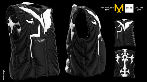 Future Fashion Vest  Waistcoat  Puffer Onlycurse #013 - Clo 3D / Marvelous Designer + OBJ / NO TEXTURE / DIGITAL FASHION / STREET WEAR / HYPEBEAST