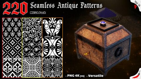 220 Alpha Seamless Antique Patterns (MEGA Pack) - Vol 16