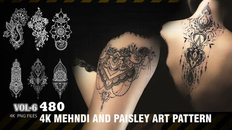 480 4K MEHNDI AND PAISLEY ART PATTERN (ALPHA) - VOL6