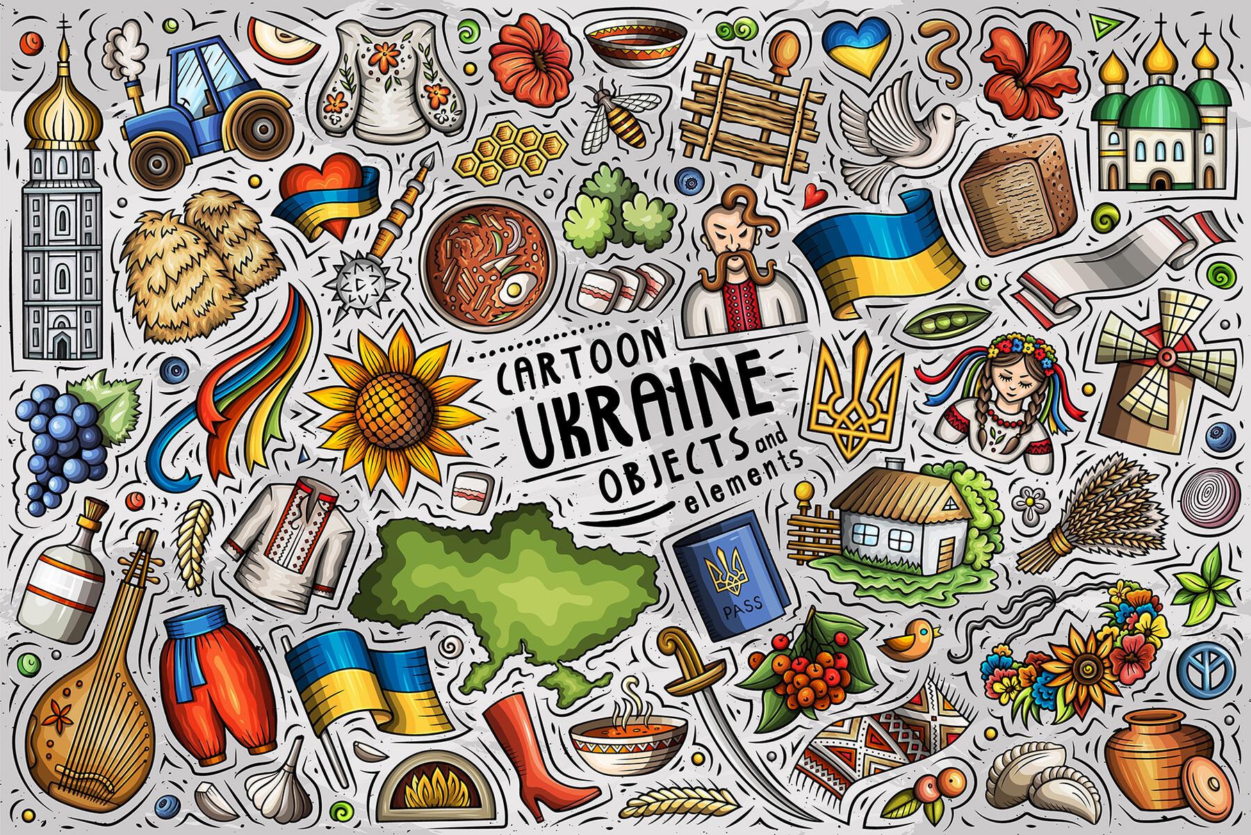 ArtStation - Ukraine Cartoon Vector Clipart | Artworks