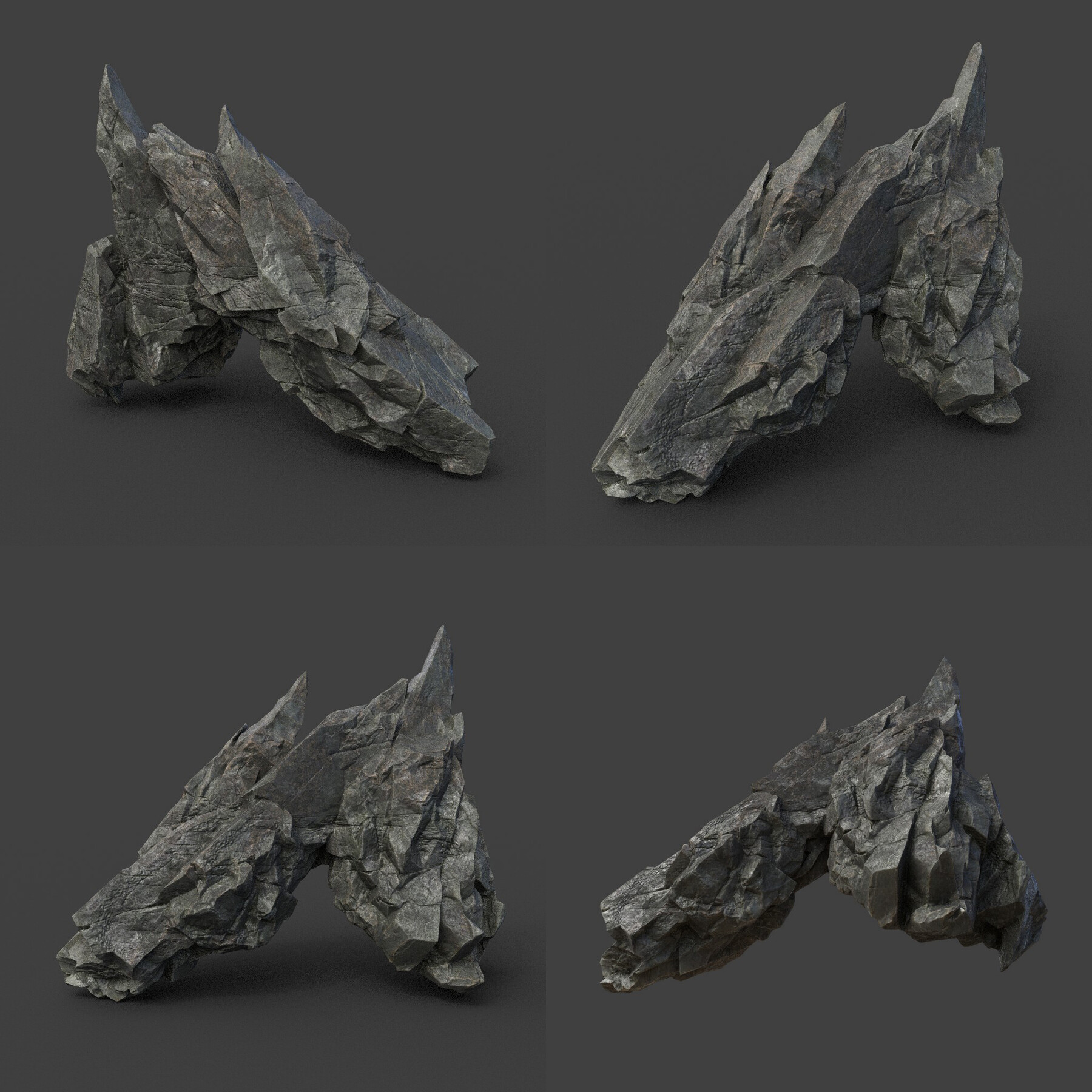 3D model Scifi Black Sharp Rock 220611 - Ultra HD 16K Textures VR / AR /  low-poly