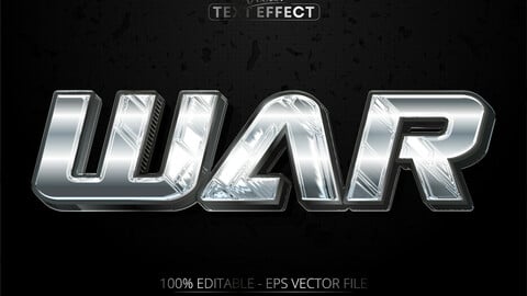 Metallic silver text style effect, editable graphic text template