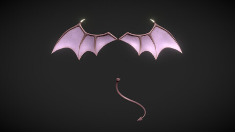 Demon Wings and Tail Low-Poly