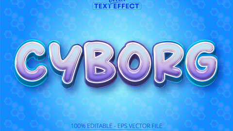 Cartoon text effect, editable cyborg text style