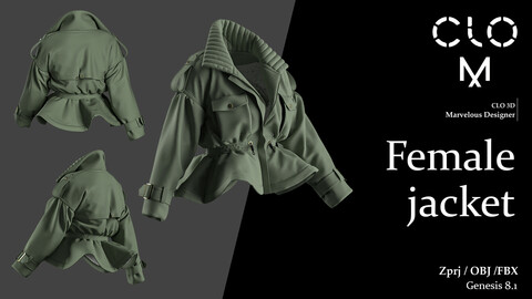 Female jacket / Marvelous Designer/Clo3D project file + OBJ