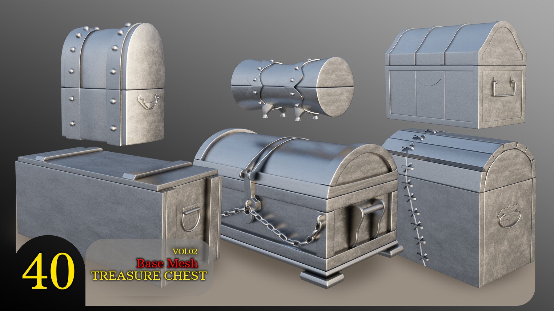 ArtStation - 40 Base Mesh Treasure Chest - vol-02 | Game Assets