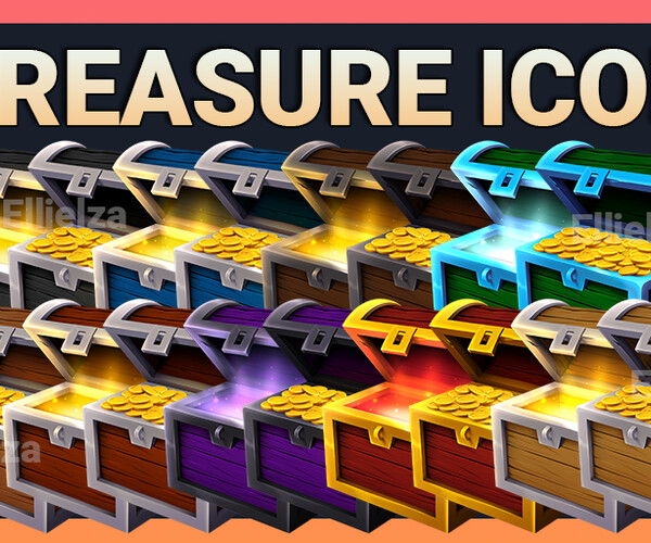 ArtStation - Treasure Chest Variations - Glow and Treasure | Game Assets