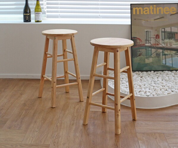 ArtStation solid wood round bar stool Resources