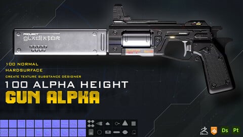 100 ALPHA FOR GUN HARDSURFACE (HEIGHT&NORMAL)