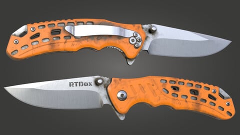 Stylish Orange Folding Pocket Knife Rigged Animated Game Ready Low-poly 3D model