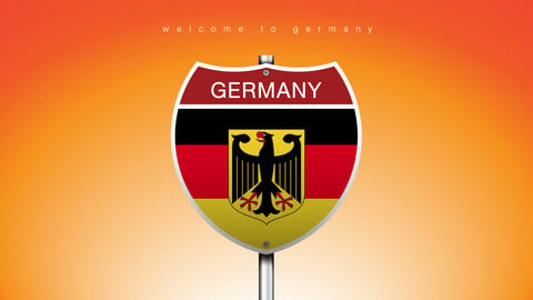 20 ICON The City Label & Map of GERMANY In American Signs Style