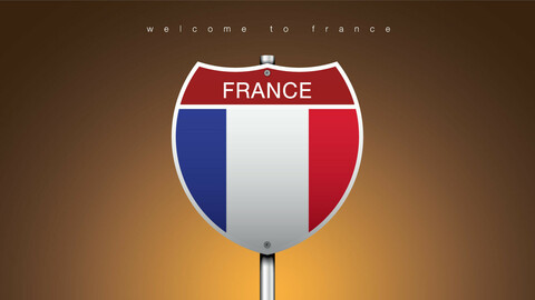 20 ICON The City Label & Map of FRANCE In American Signs Style