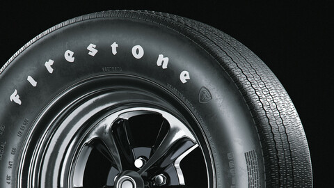 Firestone Wide Oval - Classic Muscle Car Tire & Rim (High Poly)