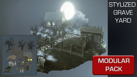 Stylized Graveyard Environment Modular Pack