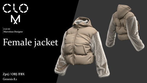 Female jacket / Marvelous Designer/Clo3D project file + OBJ