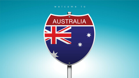 17 ICON The City Label and Map of AUSTRALIA In American Signs Style