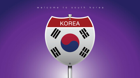 20 ICON The City Label and Map of SOUTH KOREA In American Signs Style
