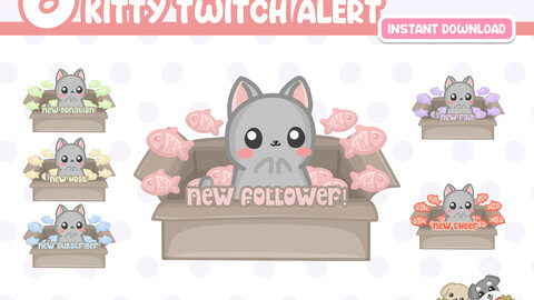 ANIMATED Cat Twitch Alert (Total 6 alerts)