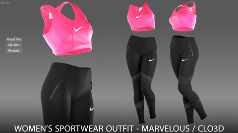Women's Sportwear Outfit  - MARVELOUS DESIGNER / CLO3D ZPRJ - OBJ