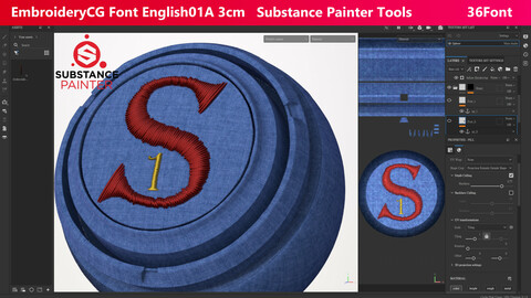 EmbroideryCG Font English01A 3cm: Substance Painter Tools