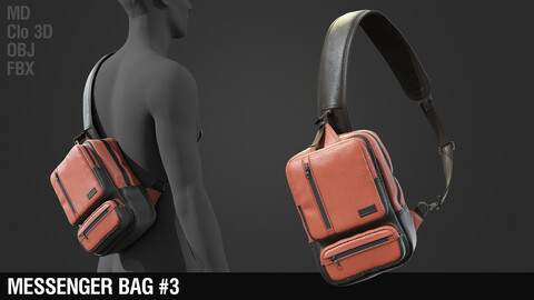 Messenger bag #3 / Leather / Backpack / Sportive / Rest / Marvelous Designer
