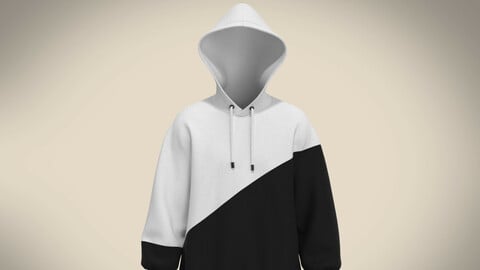 Mens Black And White Hoodie