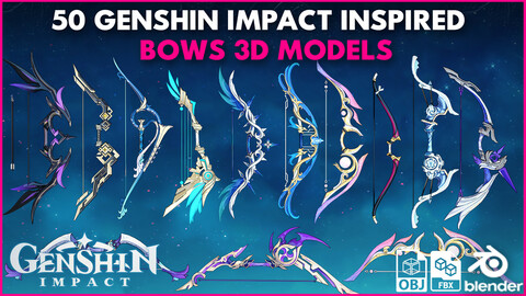 50+ Genshin Impact Inspired Bows - 3D Models