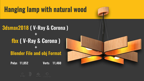 Hanging lamp with natural wood