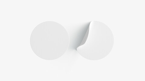 Two White Round Stickers - smooth and curved sticky labels