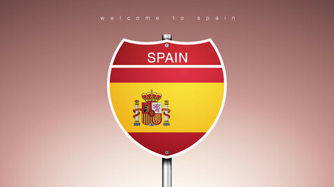 17 ICON The City Label & Map of SPAIN In American Signs Style