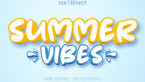 Cartoon text effect, editable summer vibes text style