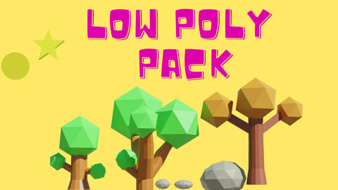 Low poly pack-Trees and rocks-Blender