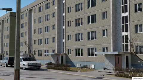 Soviet procedural building with old Volvo 850 1991-1997 GAME READY