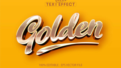 Luxury text effect, editable shiny golden color text style